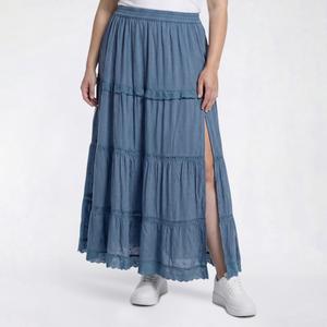 Juniors Plus Angie Tier Maxi Skirt with Slit